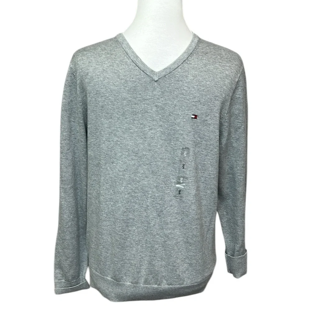 Tommy Hilfiger Light Gray V-Neck Sweater